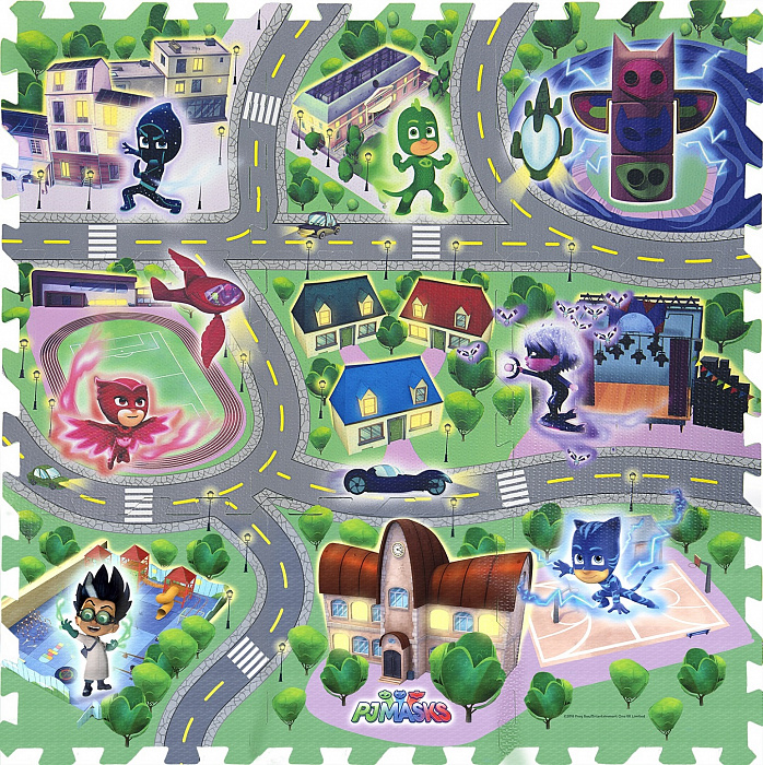 

Коврик-пазл ™PJ Masks - Город Героев, 9 сегментов