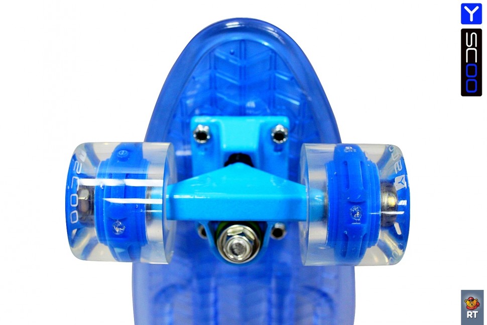 Скейтборд 6-13 Penny board RT 22 Shine blue со светящимися колесами  