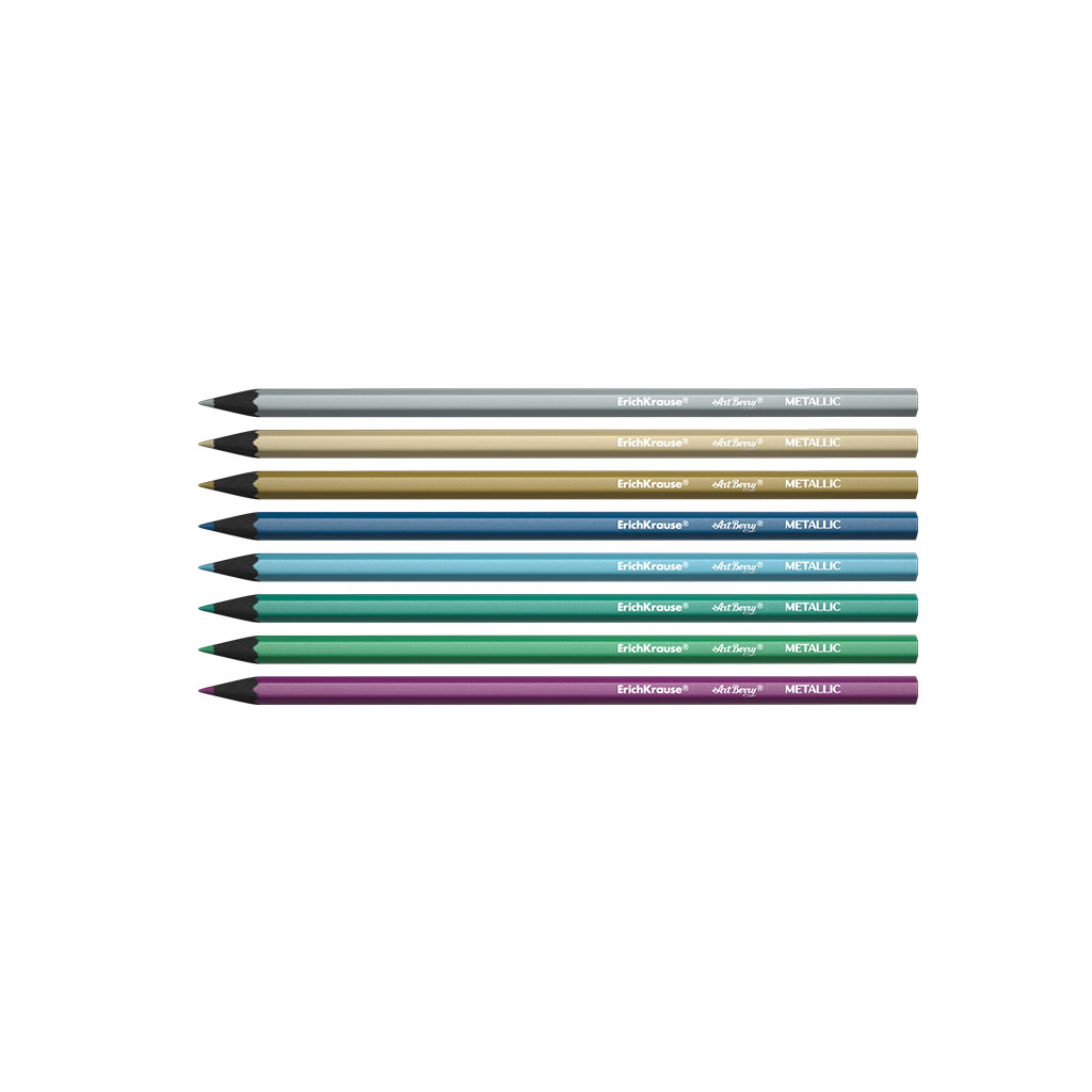 Карандаши цветные шестигранные ArtBerry Metallic, 8 цветов  