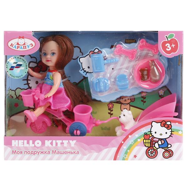 Кукла  Hello Kitty - Машенька 12 см, на велосипеде с прицепом, питомцем и аксессуарами  