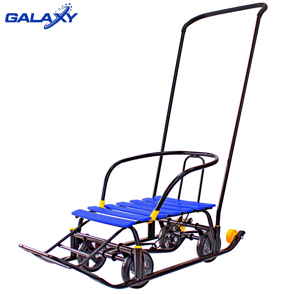 

Снегомобиль Snow Galaxy Black Auto синие рейки на больших мягких колесах