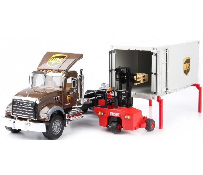 Игровой набор – Фургон Mack UPS с погрузчиком и паллетами   