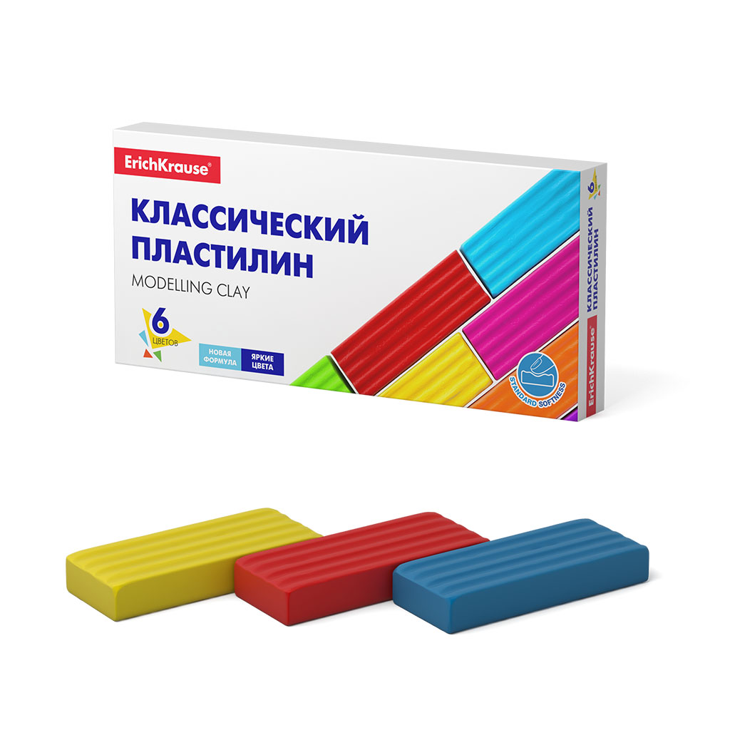 

Пластилин классический ErichKrause Basic, 6 цветов, 96 г