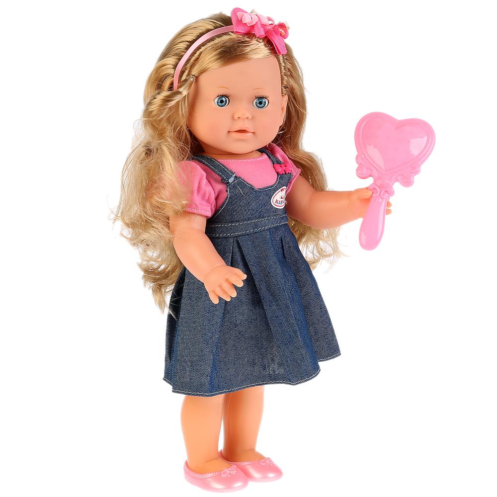 Интерактивная кукла – Дарья в джинсовом сарафане, 35 см, 15 песен на музыку Шаинского  