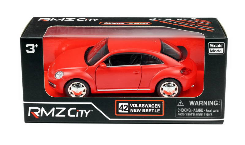 Металлическая инерционная машина RMZ City - Volkswagen New Beetle 2012, 1:32, красный матовый  