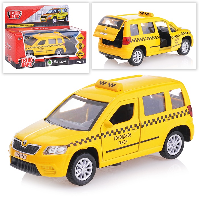 

Машина металлическая инерционная Skoda Yeti Такси, открываются двери и багажник, 12 см