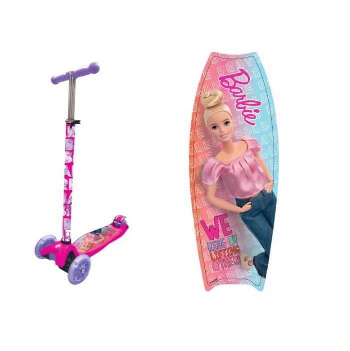 Самокат трехколесный Barbie со светом управление наклоном  