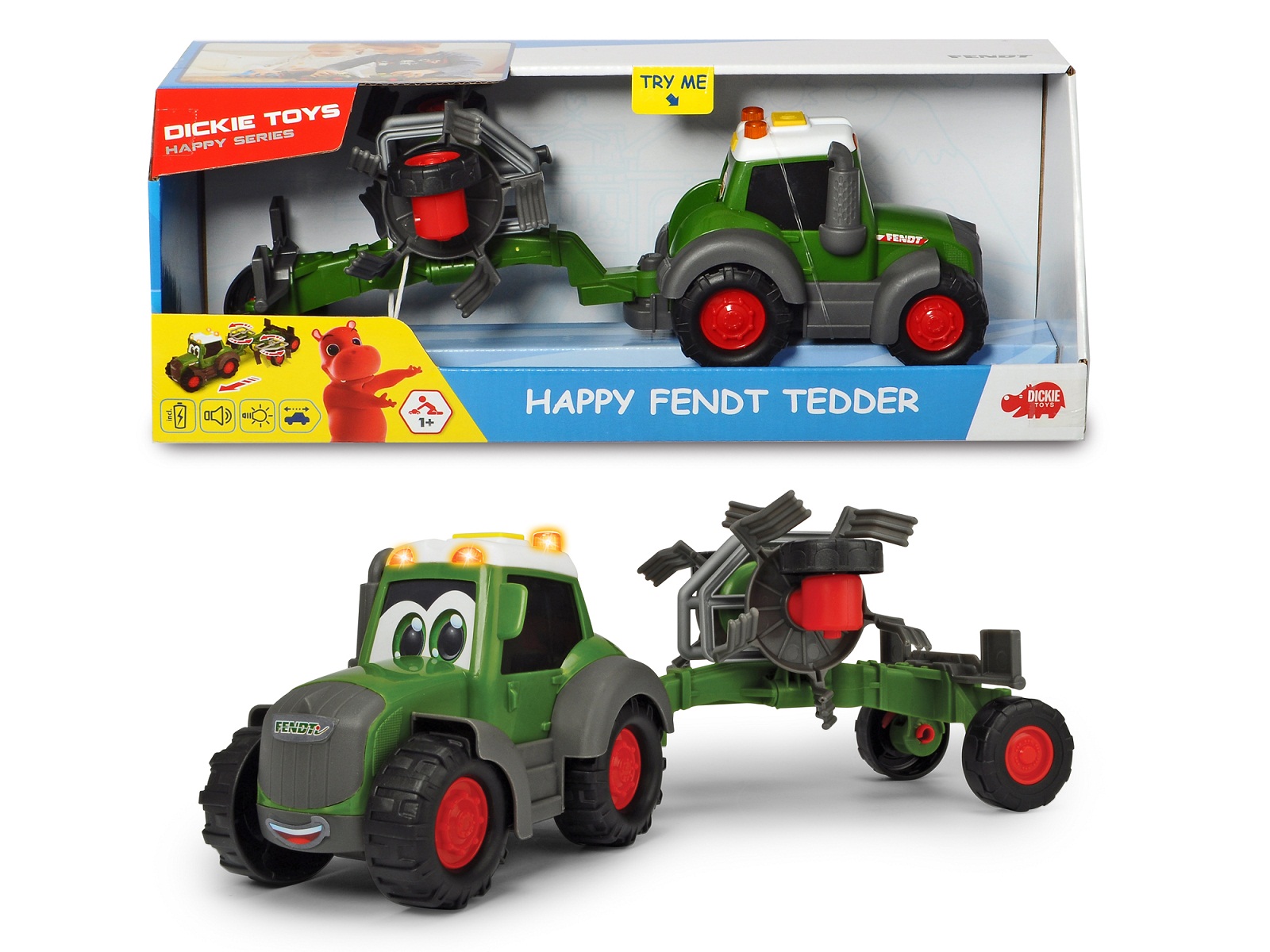 

Трактор Happy Fendt с ворошилкой для сена 30 см, свет, звук