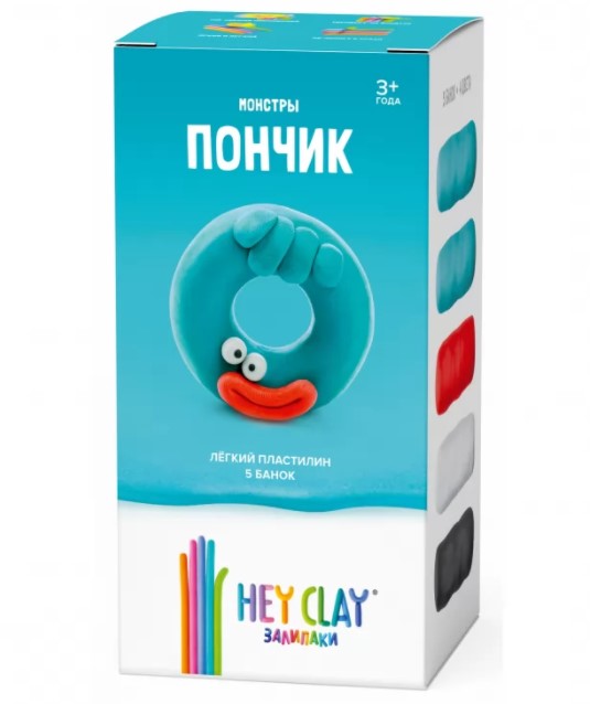 

Легкий пластилин для лепки Залипаки - Пончик, 5 банок