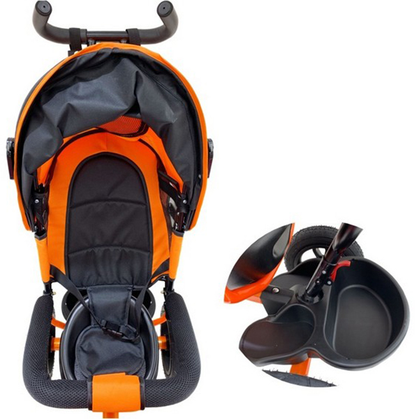 Велосипед 3 колесный – Lexus Trike, цвет оранжевый, надувные колеса 12 и 10 дюйм, светомузыкальная панель, поворотное сиденье  