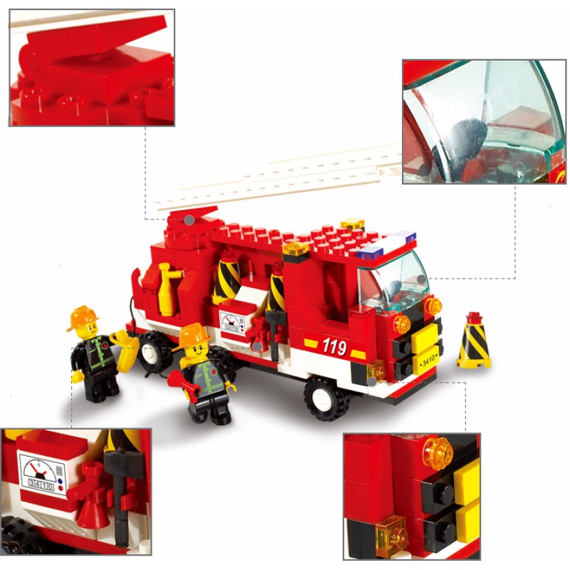 Конструктор - Пожарная машина с фигурками, 175 деталей  
