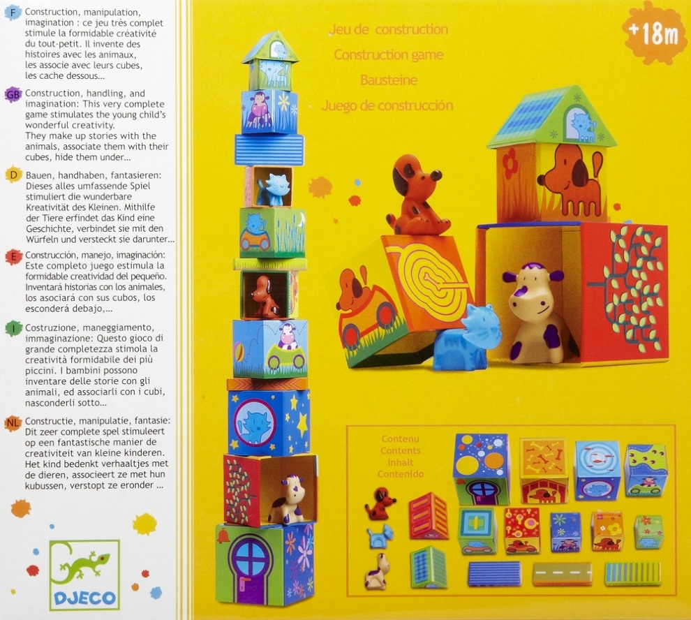 Набор - Кубанимо, 14 кубиков и 3 фигурки животных  