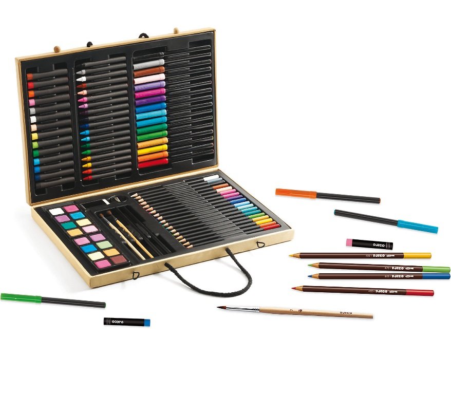 Большой набор для рисования, 80 предметов: карандаши, фломастеры, краски  