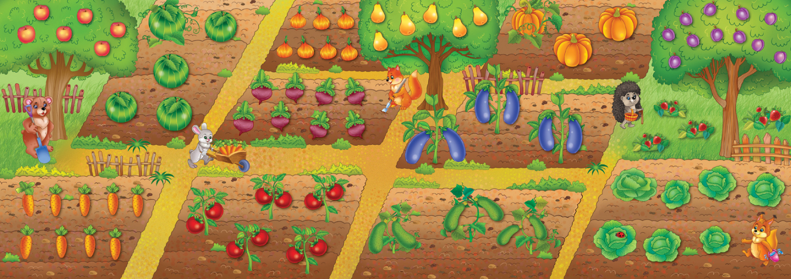 Панорамка-игра, Овощи и фрукты  