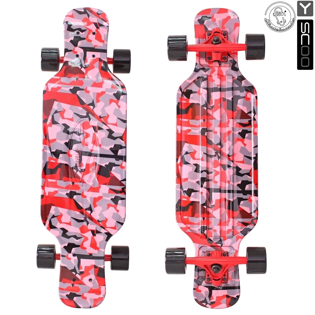 

Скейтборд пластиковый Y-Scoo Longboard Shark Tir 31" 408-Ch с сумкой, красно-черный