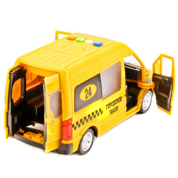 Машина пластиковая инерционная Такси, свет и звук, открываются двери, 22 см.  