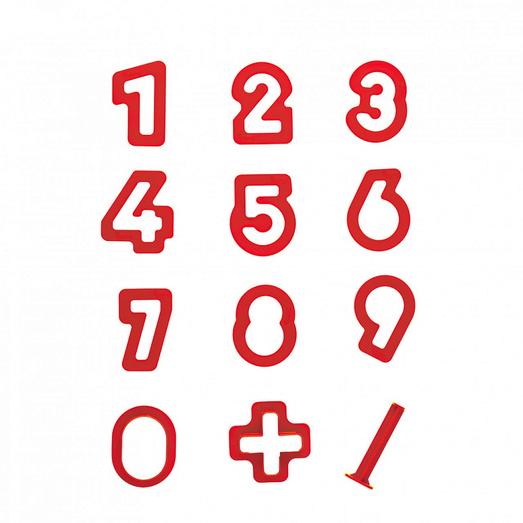 12 форм для лепки в виде цифр, плюса и инструмент  