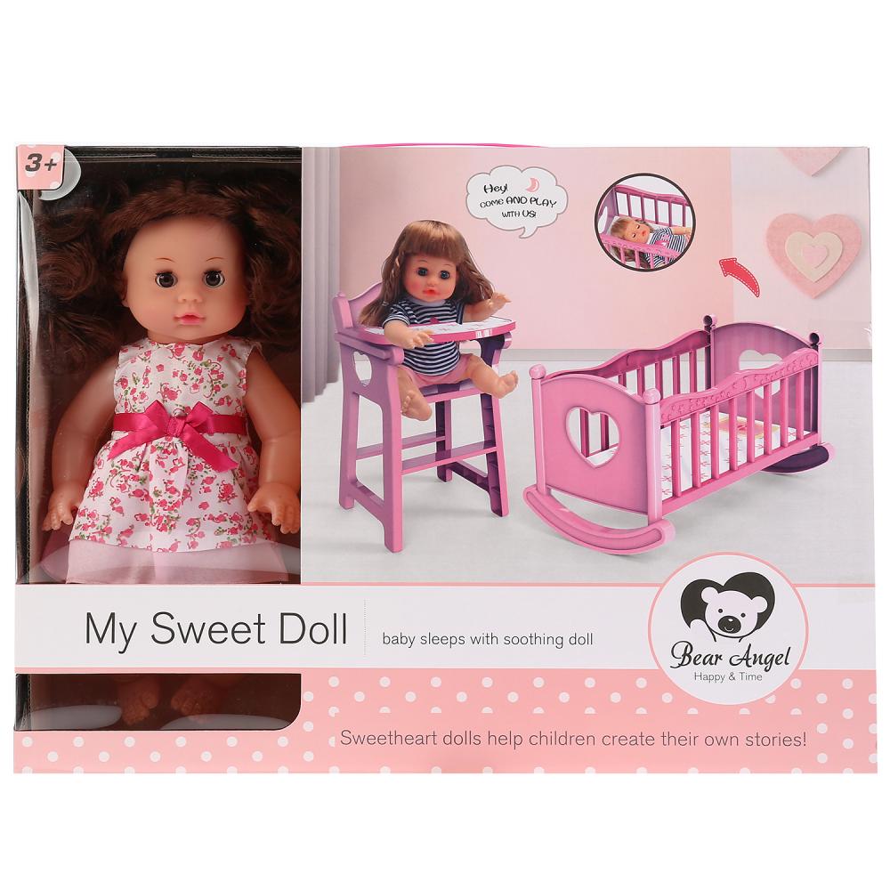 Кроватка-качалка и стульчик  для кормления с куклой  