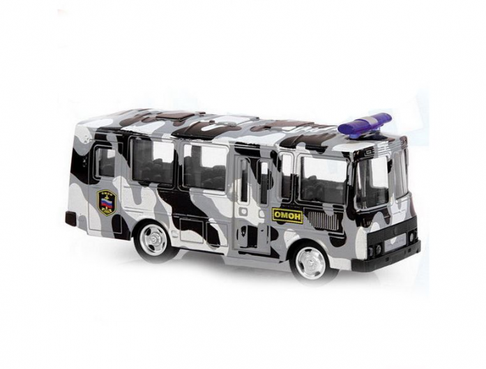

Инерционный металлический автобус ОМОН, 15,5 x 7,6 x 6 см., 1:61