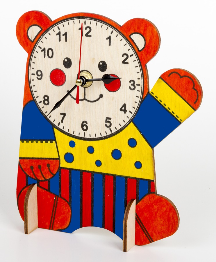 Набор для творчества - Деревянные часы своими руками Медвежонок, с красками  