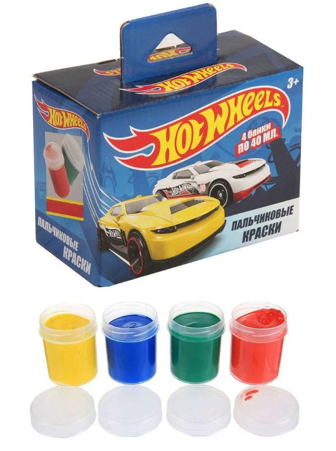 

Краски пальчиковые - Hot Wheels, 4 цвета по 40 мл
