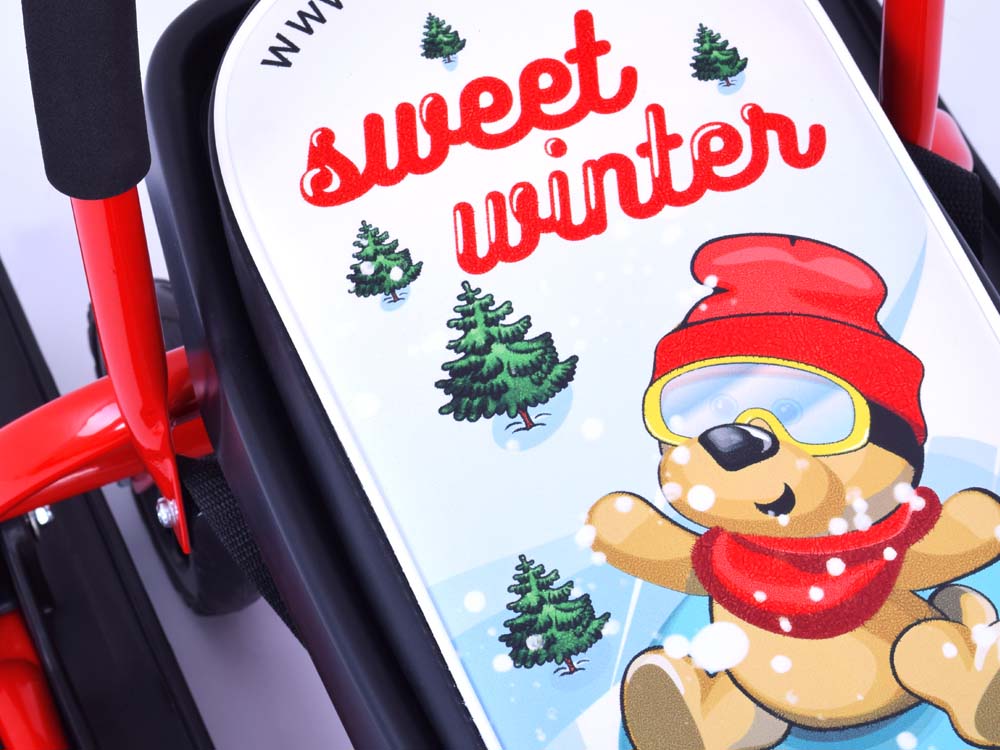 Снегокат 111 Mobile с Т-образным толкателем и колесной базой, Sweet Winter/красный  