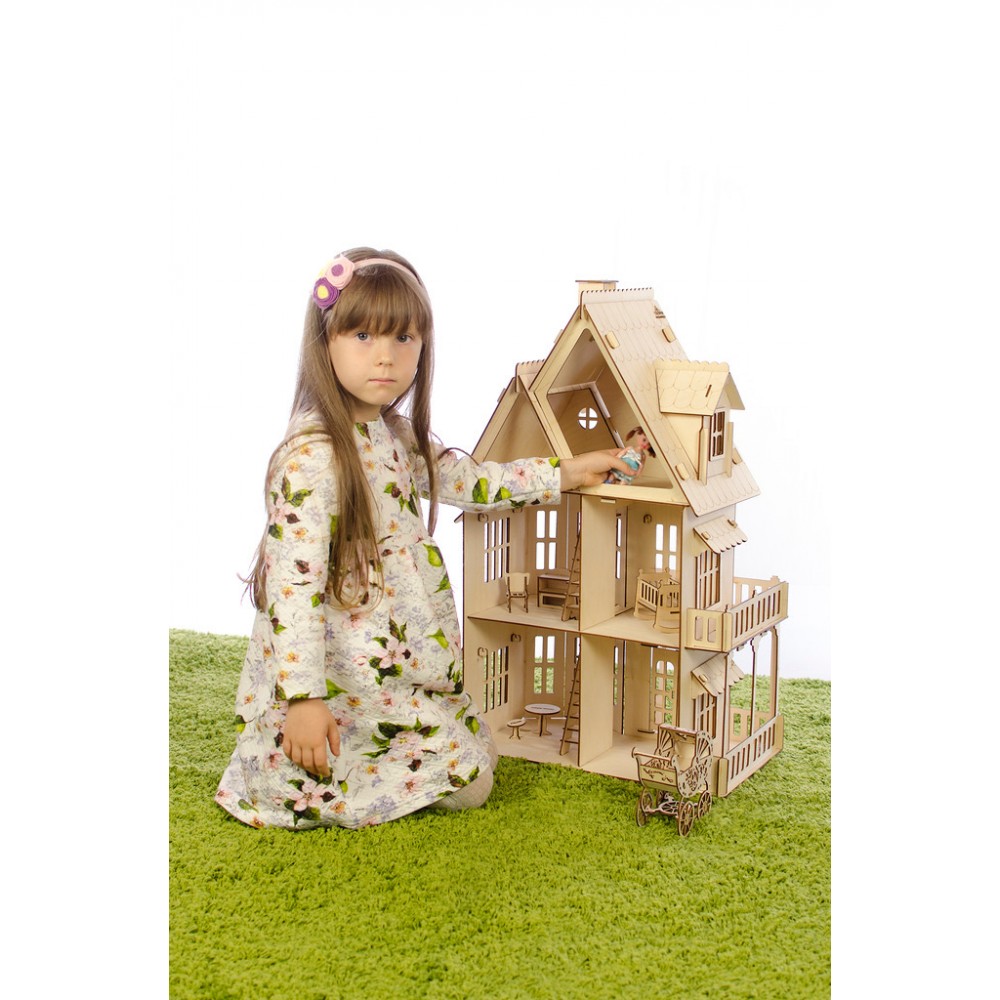 Сборная деревянная модель - Кукольный Домик, 158 деталей  