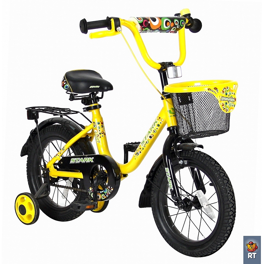 Двухколесный велосипед Lider shark, диаметр колес 14 дюймов, желтый/черный   
