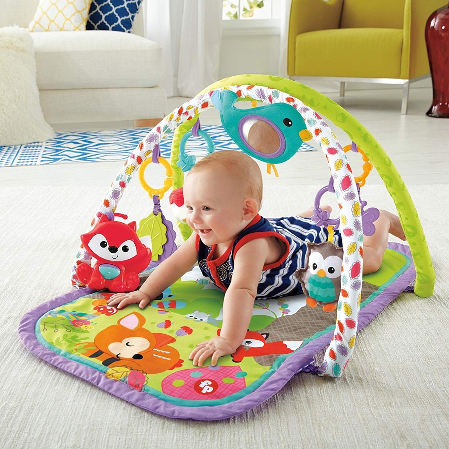 Развивающий коврик 3 в 1 Fisher-Price – Друзья тропического леса, звук  