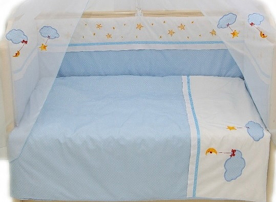 Комплект в кроватку - Звездочка, 7 предметов, голубой  