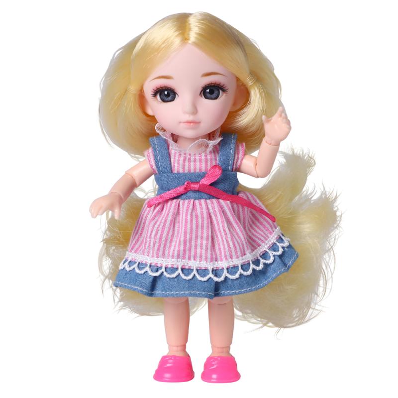 Кукла шарнирная - Малышка Лили блондинка с собачкой, 16 см  