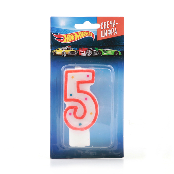 

Свеча-цифра 5 серии Hot Wheels, на блистере