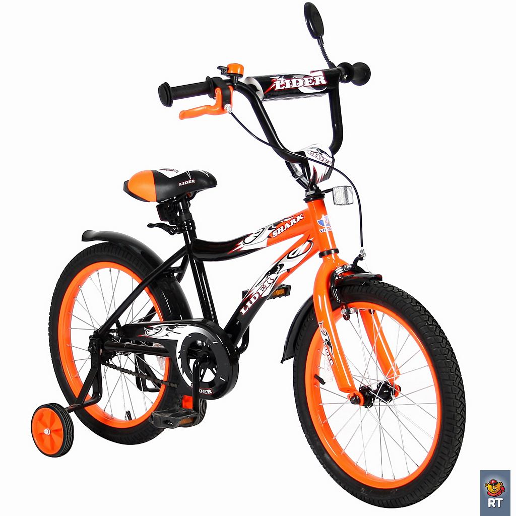 Двухколесный велосипед Lider shark, диаметр колес 18 дюймов, оранжевый/черный   