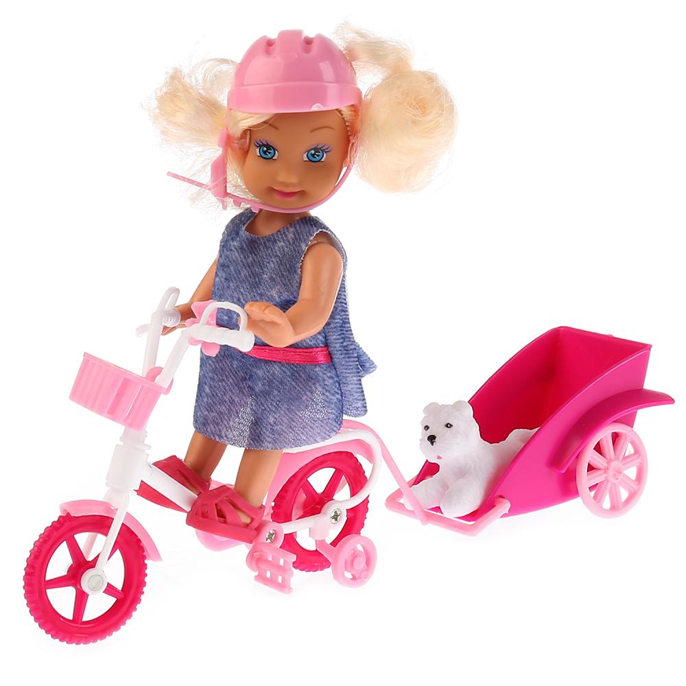 Кукла - Машенька 12 см, в наборе велосипед с прицепом, питомец  
