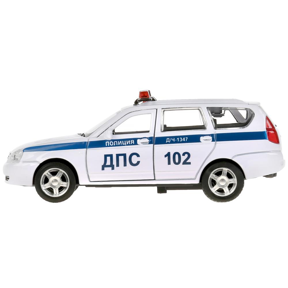 Машина Полиция LADA Priora 12 см белая двери и багажник открываются металлическая инерционная  