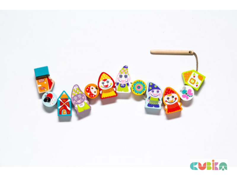 Игра шнуровка и мемори 2 в 1 - Веселые гномы, 13 деталей, дерево
