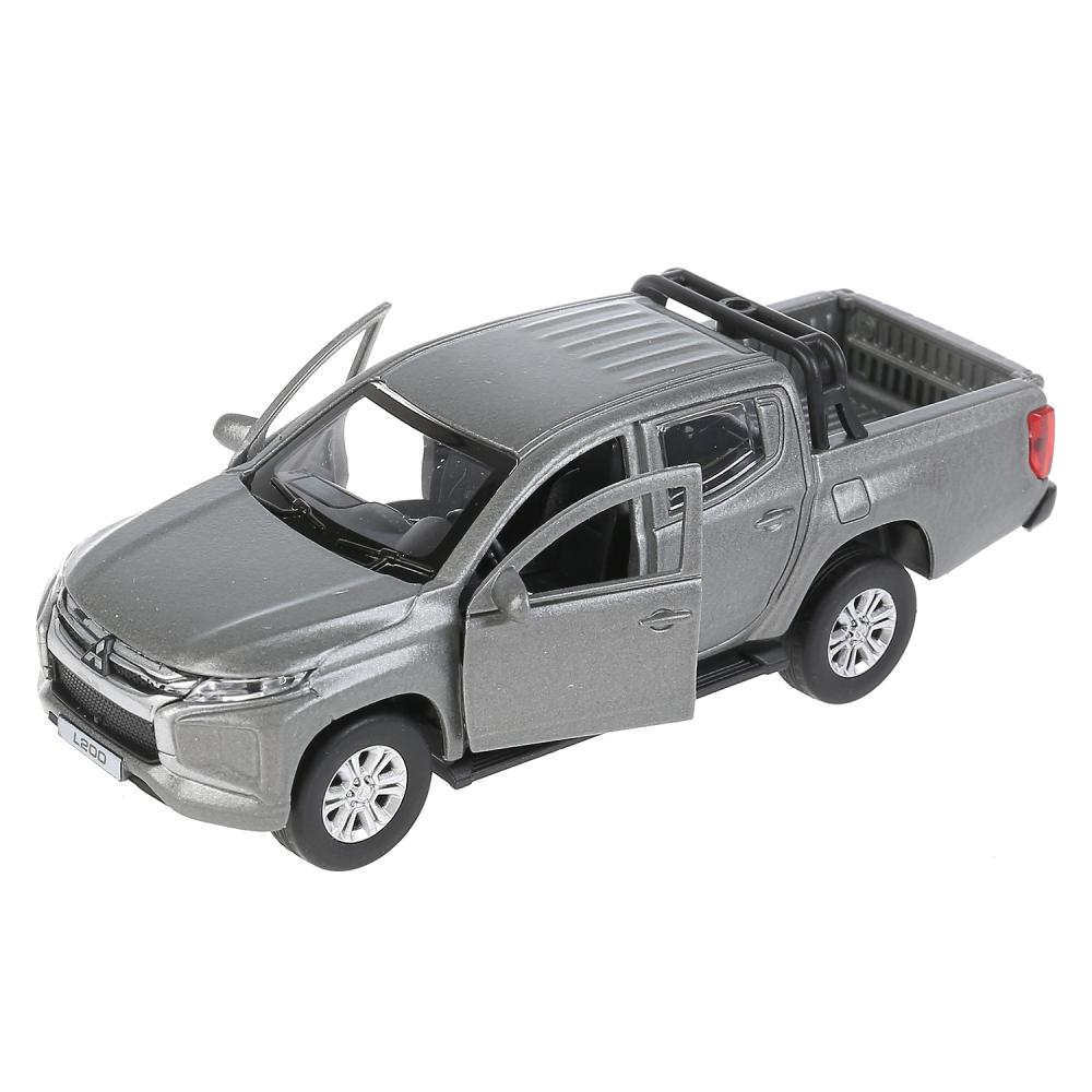 Машина пикап Mitsubishi Pickup L200 13 см матовый серый двери и багажник открываются металлическая  