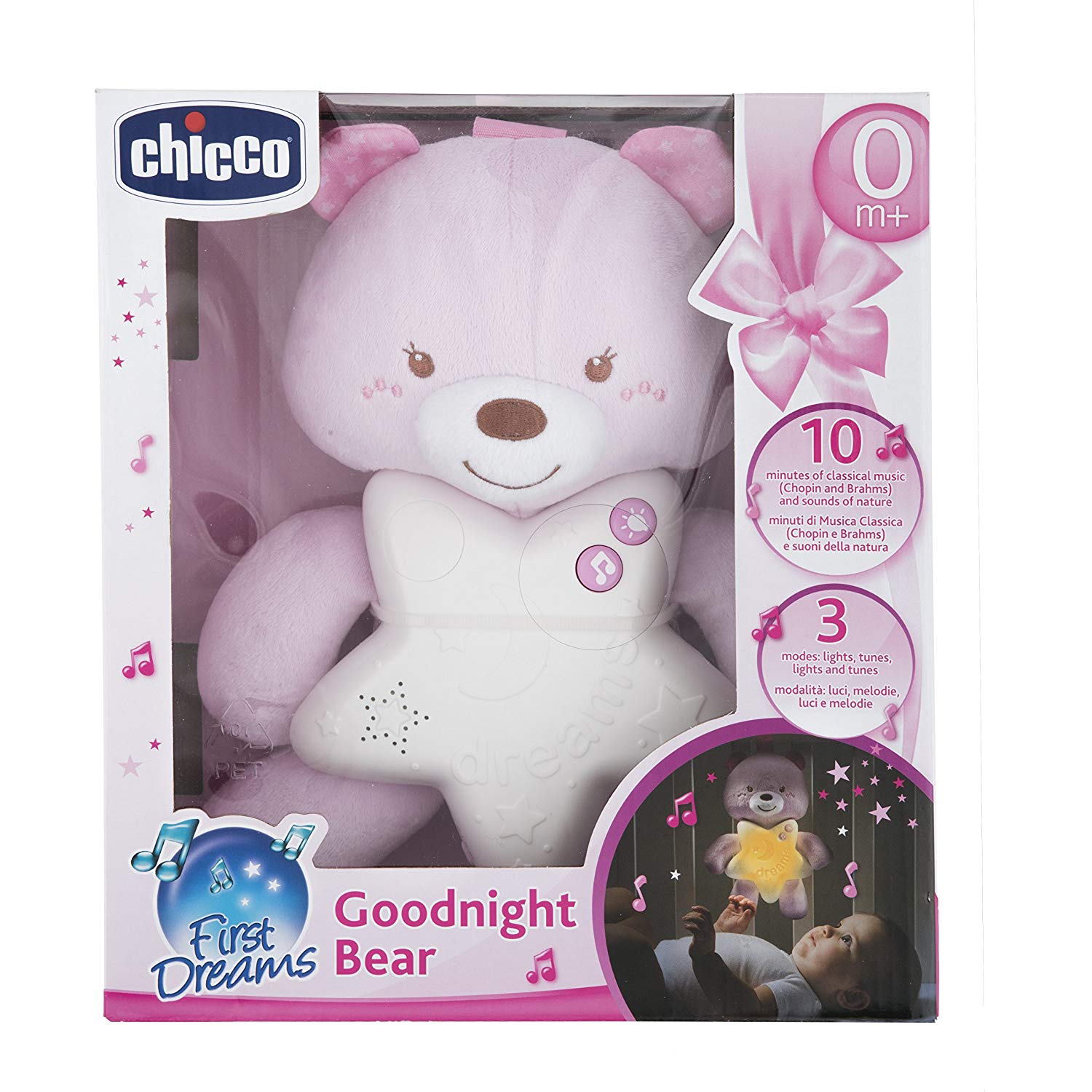 Подвеска-ночник – Медвежонок, розовый, свет и звук  