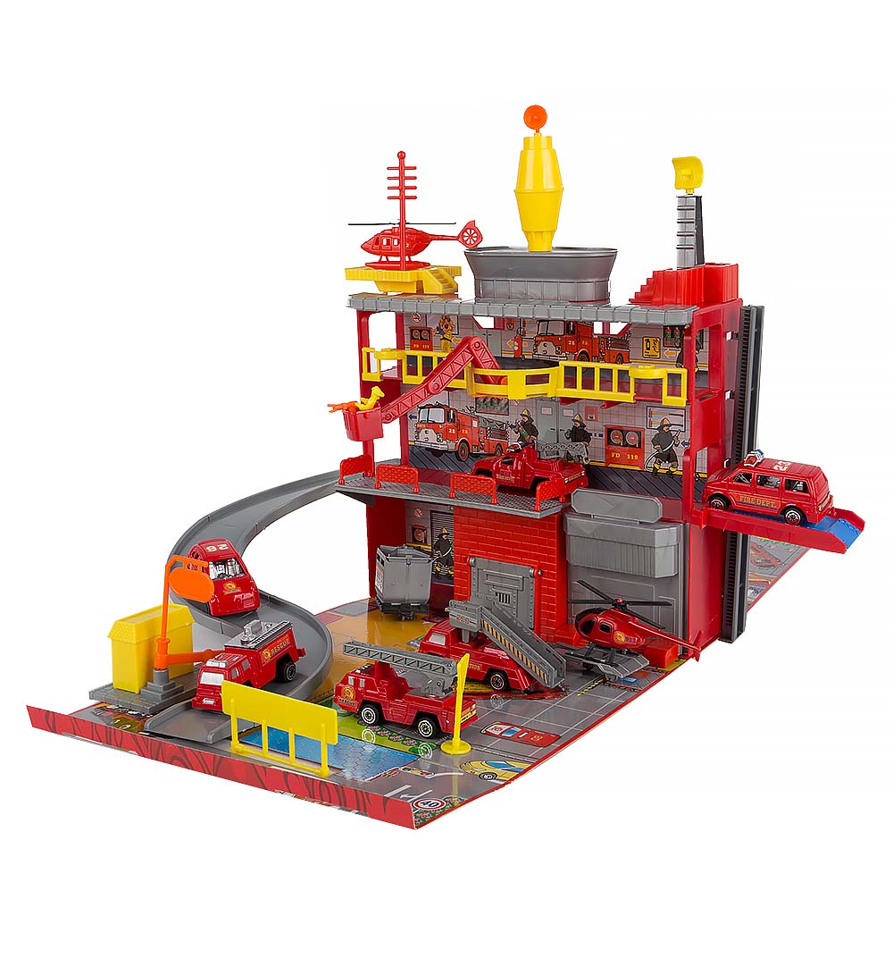 Набор игровой Пожарная станция - Гараж с машинками и вертолетами  