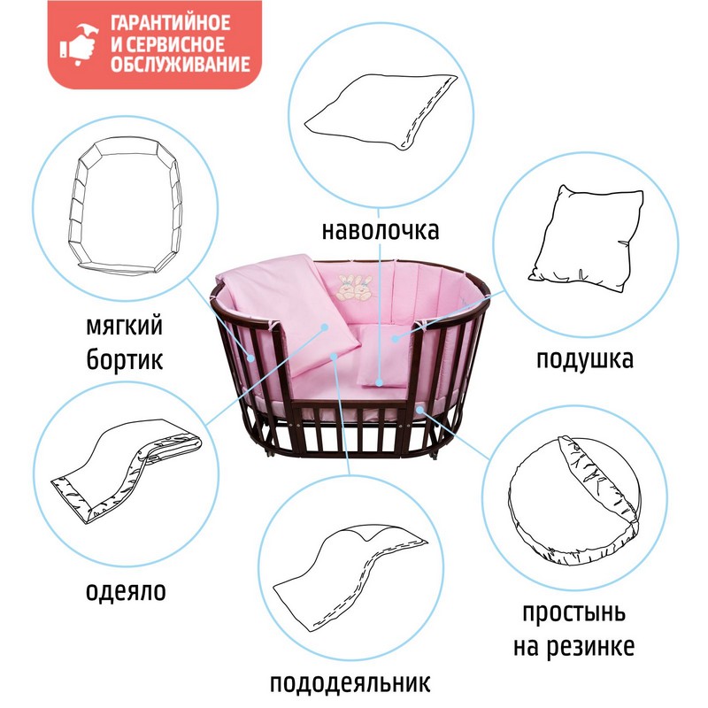 Комплект в кроватку Nuovita Leprotti, 6 предметов rosa / розовый  