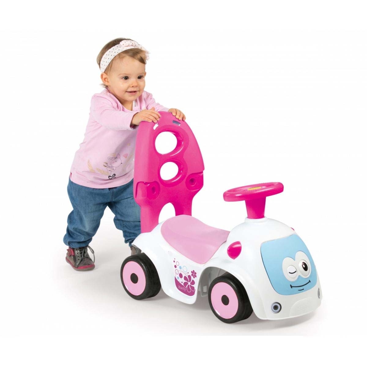 Каталка-качалка трансформер Smoby Maestro 2, белая с розовым, звук  