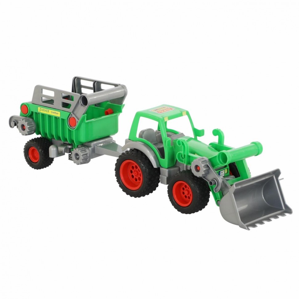 Трактор-погрузчик с полуприцепом №2 из серии Фермер-техник в коробке  