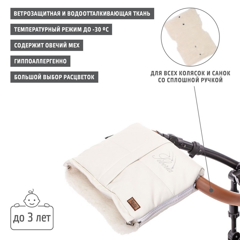 Муфта меховая для коляски Nuovita Siberia Lux Bianco Nero/Черный  