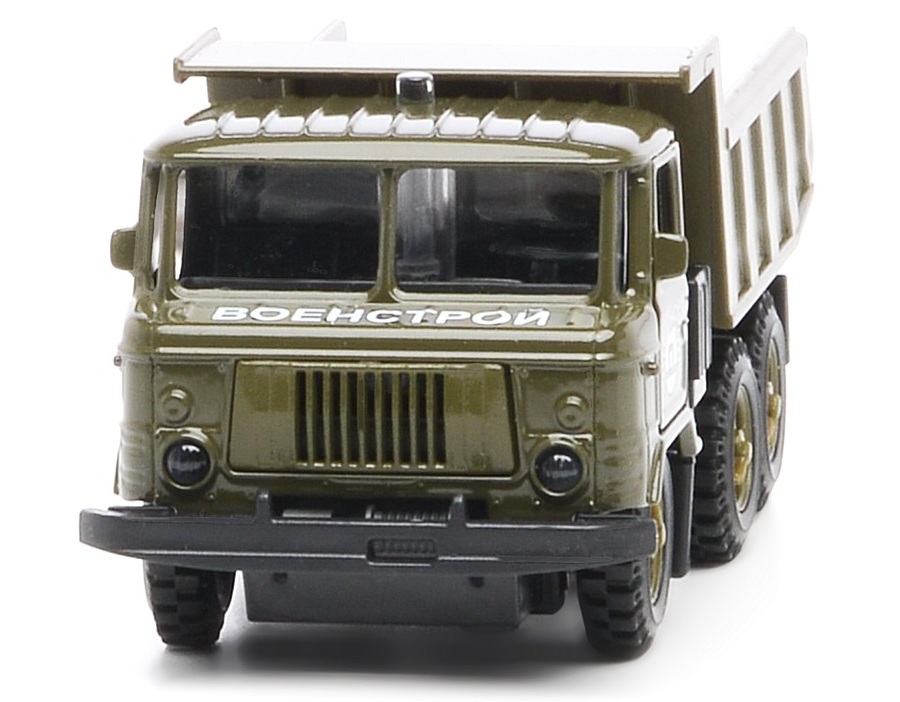 Машина металлическая инерционная -  ГАЗ 66 - Самосвал – Военстрой, 1:43, со световыми и звуковыми эффектами  