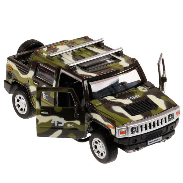 Машина металл Hummer H2 Pickup камуфляж 12 см двери и багажник открываются инерционная металлическая  