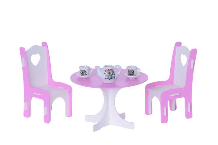 Домик для кукол Милана, бело-розовый, с мебелью  
