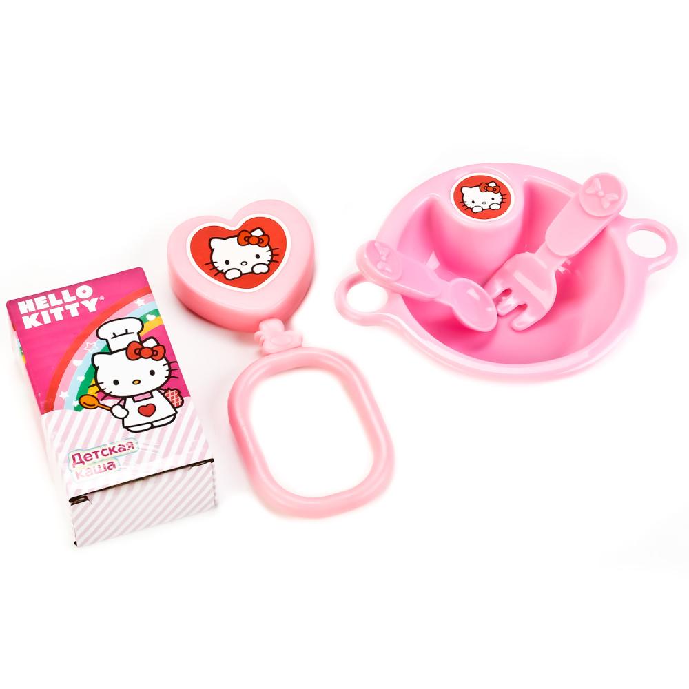 Интерактивная кукла с посудкой и погремушкой – Пупс Hello Kitty, смеется, шлет поцелуи, 32 см  