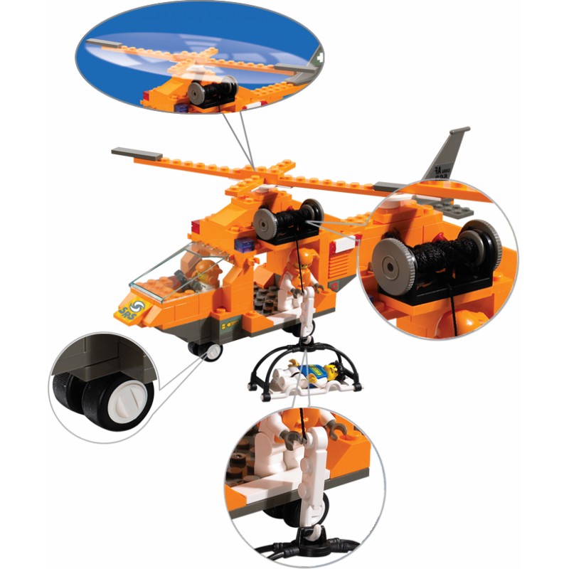 Конструктор – Спасатели: вертолет с фигурками, 160 деталей  