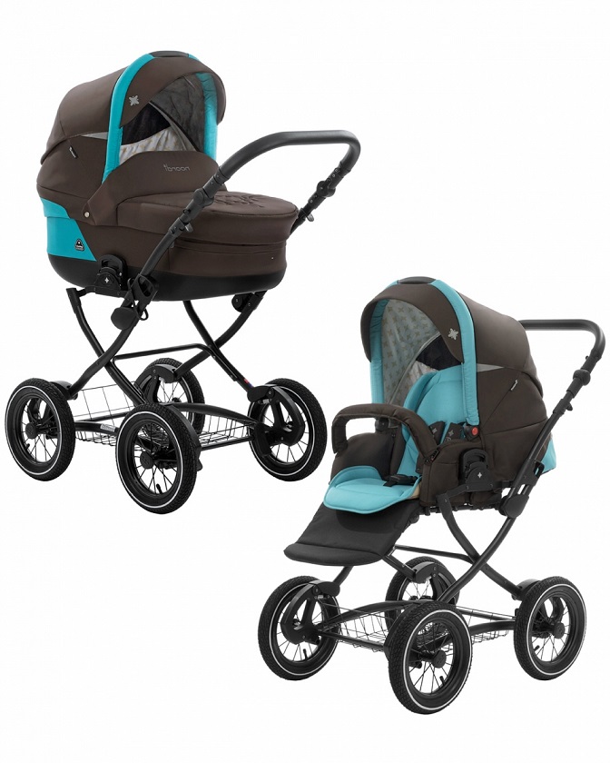 

Коляска детская Noordi Polaris 2/1 CL, черно-голубая