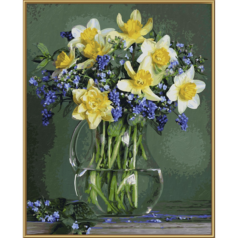 Картина для раскрашивания по номерам - Букет весенних цветов, 40 х 50 см  